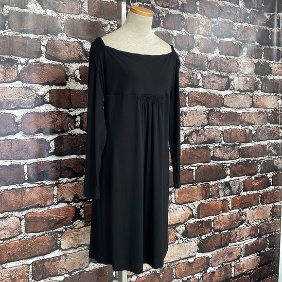 Trussardi Jeans NWT Midi Dress Long Sleeve Rectangle Neck Black Size X Large XL - Picture 7 of 16